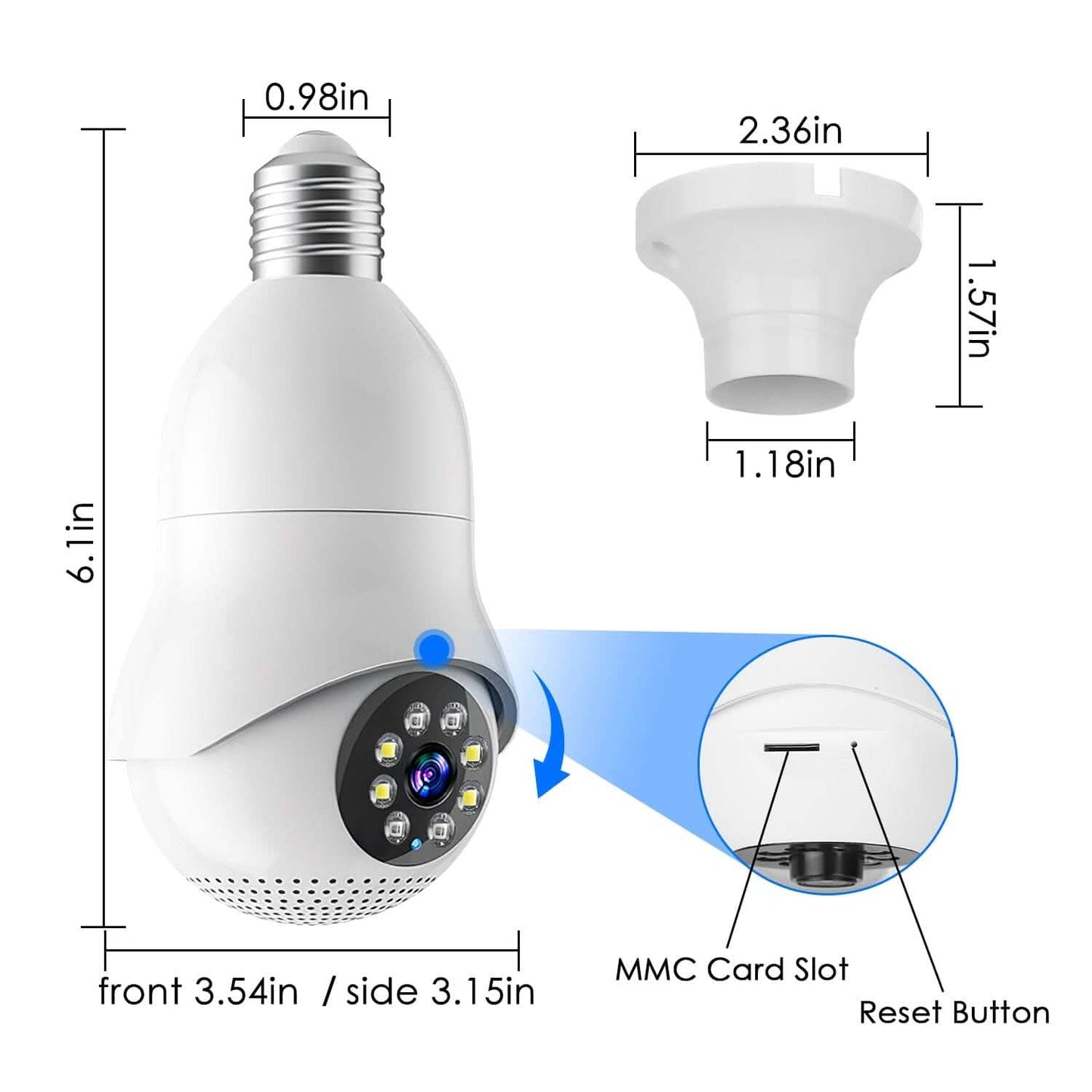 E27 WiFi Bulb Camera 1080P FHD WiFi IP Pan Tilt Security Surveillance Camera DailySale