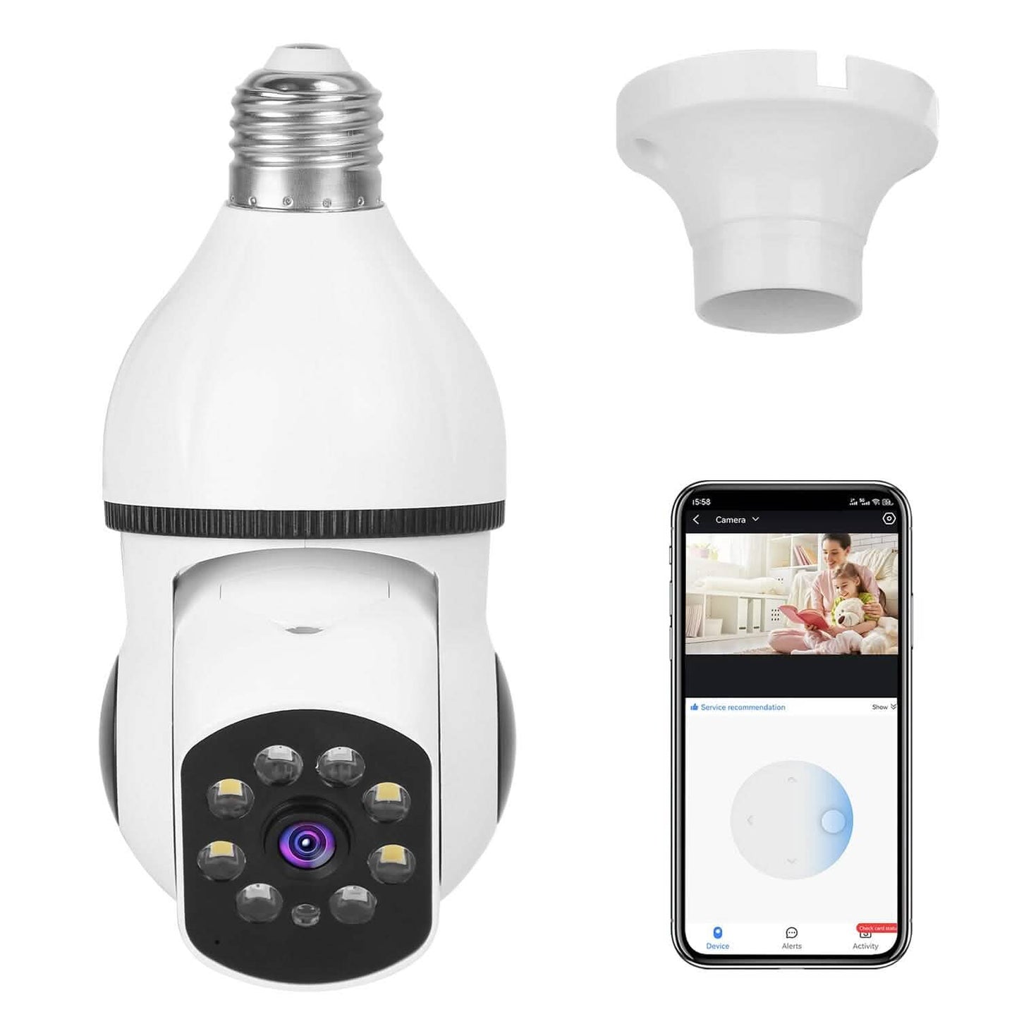 E27 WiFi Bulb Camera 1080P FHD WiFi IP Pan Tilt Security Surveillance  Camera with Two-Way Audio Full Color Night Vision DailySale