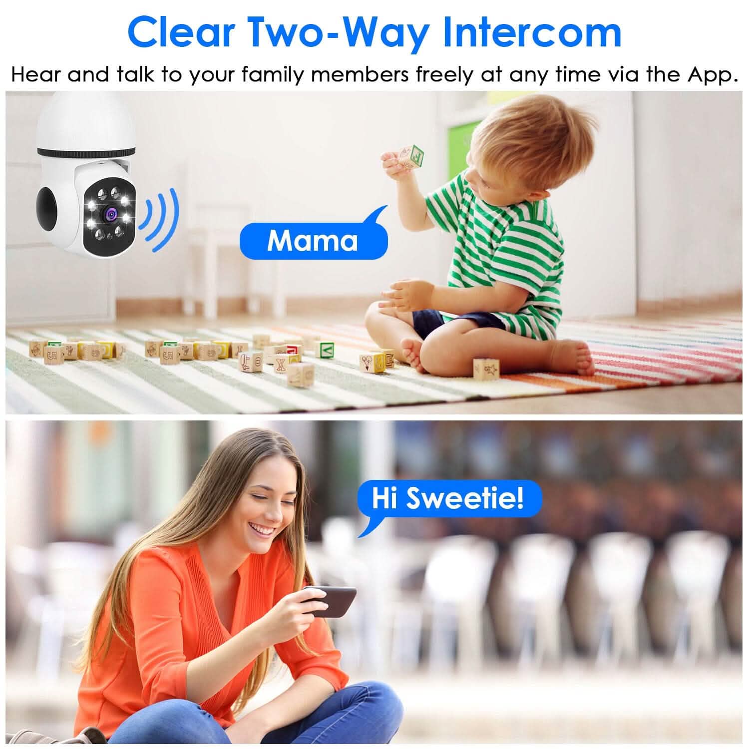E27 WiFi Bulb Camera 1080P FHD WiFi IP Pan Tilt Security Surveillance  Camera with Two-Way Audio Full Color Night Vision DailySale