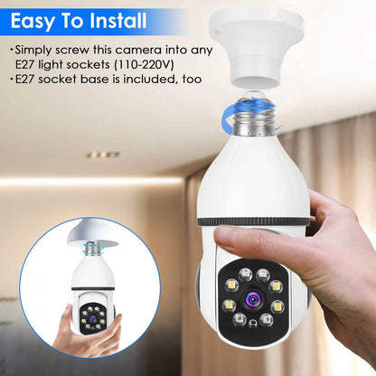 E27 WiFi Bulb Camera 1080P FHD WiFi IP Pan Tilt Security Surveillance  Camera with Two-Way Audio Full Color Night Vision DailySale