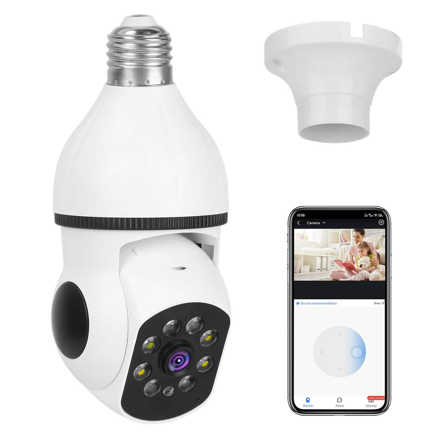 E27 WiFi Bulb Camera 1080P FHD WiFi IP Pan Tilt Security Surveillance  Camera with Two-Way Audio Full Color Night Vision DailySale