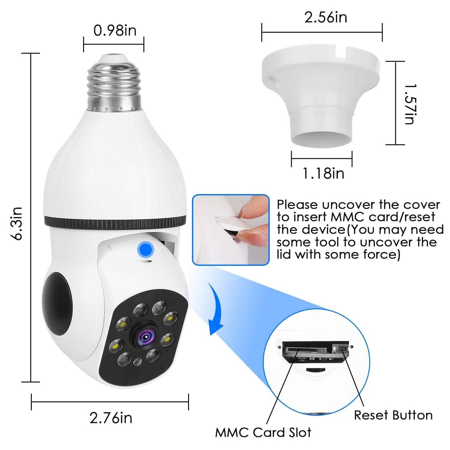 E27 WiFi Bulb Camera 1080P FHD WiFi IP Pan Tilt Security Surveillance  Camera with Two-Way Audio Full Color Night Vision DailySale