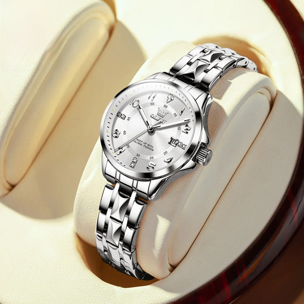 Women's Stainless Steel Two Tone Quartz Watch With Date BandsCo Straps