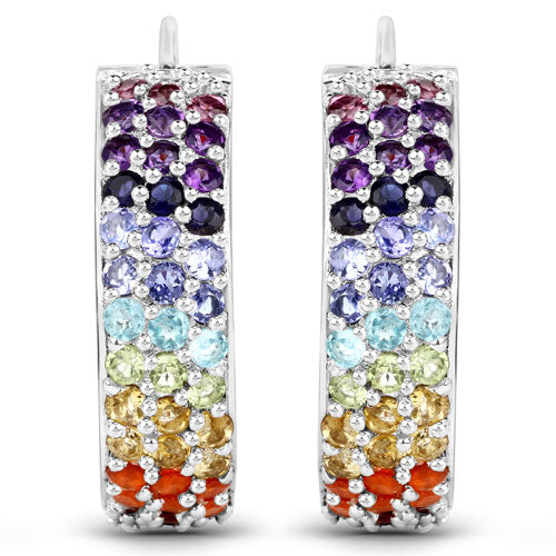 8.79 Carat Genuine Multi Stones .925 Sterling Silver Earrings Bids.com