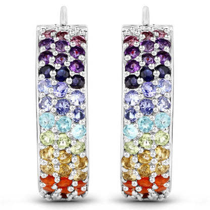 8.79 Carat Genuine Multi Stones .925 Sterling Silver Earrings Bids.com