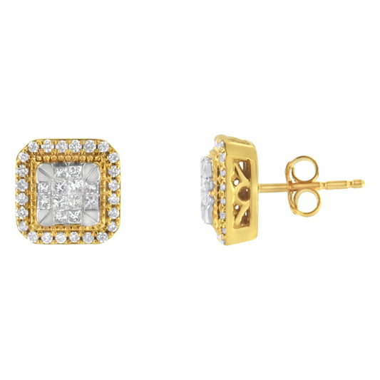 10KT Yellow Gold Diamond Stud Earrings (1/2 cttw, H-I Color, SI2-I1 Clarity) Bids.com