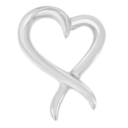 .925 Sterling Silver Open Heart-Shaped Awareness Ribbon Pendant Necklace Bids.com