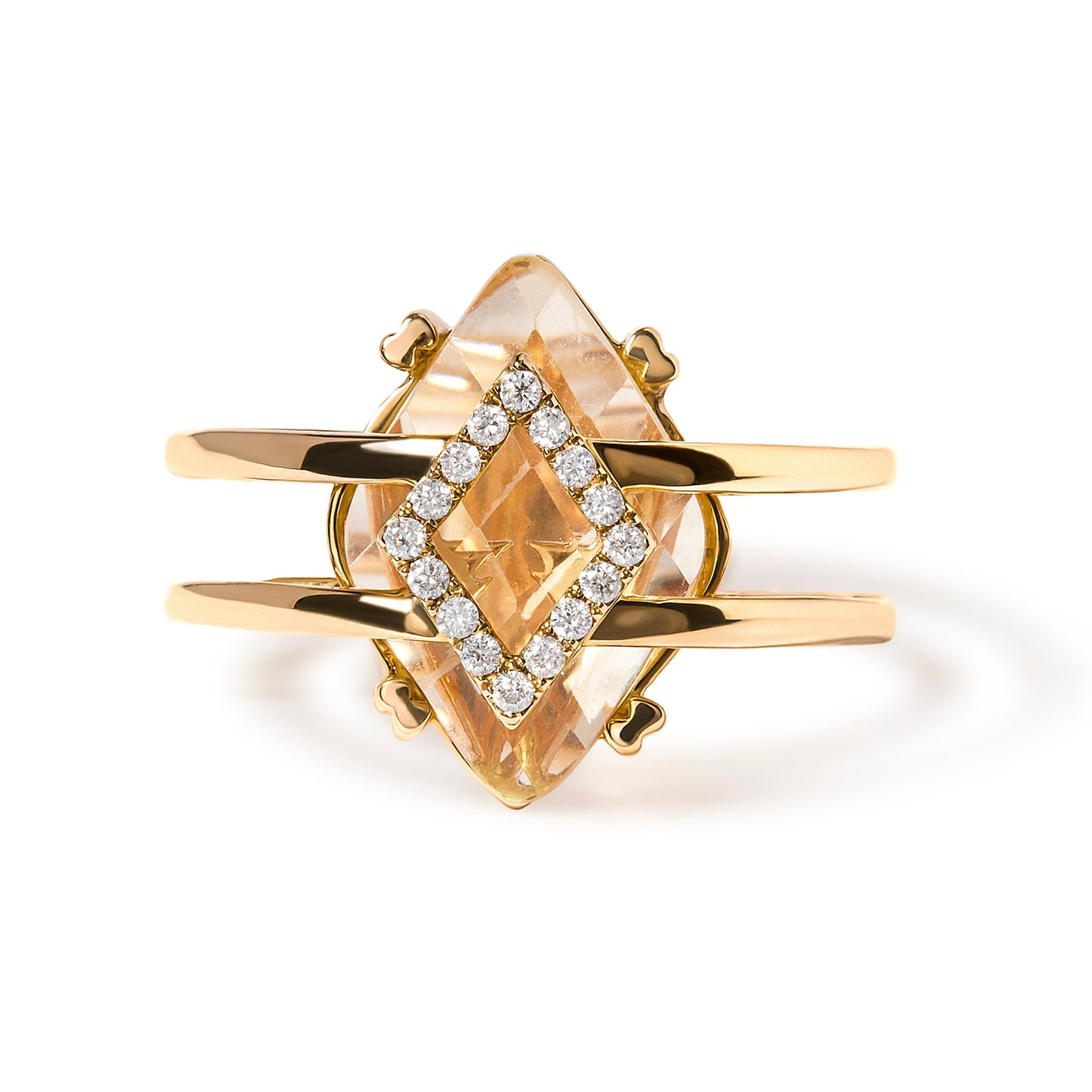 14K Yellow Gold 15x15 MM Marquise Cut Yellow Topaz and Diamond Accent Statement Cocktail Ring (G-H Color, SI1-SI2 Clarity) Bids.com