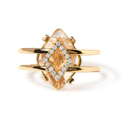 14K Yellow Gold 15x15 MM Marquise Cut Yellow Topaz and Diamond Accent Statement Cocktail Ring (G-H Color, SI1-SI2 Clarity) Bids.com