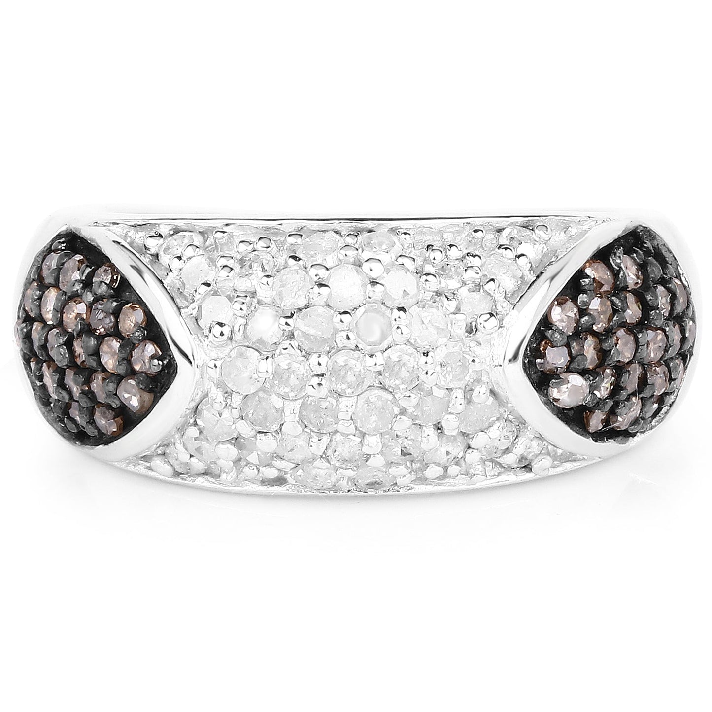0.94 Carat Genuine Champagne Diamond and White Diamond .925 Sterling Silver Ring Bids.com