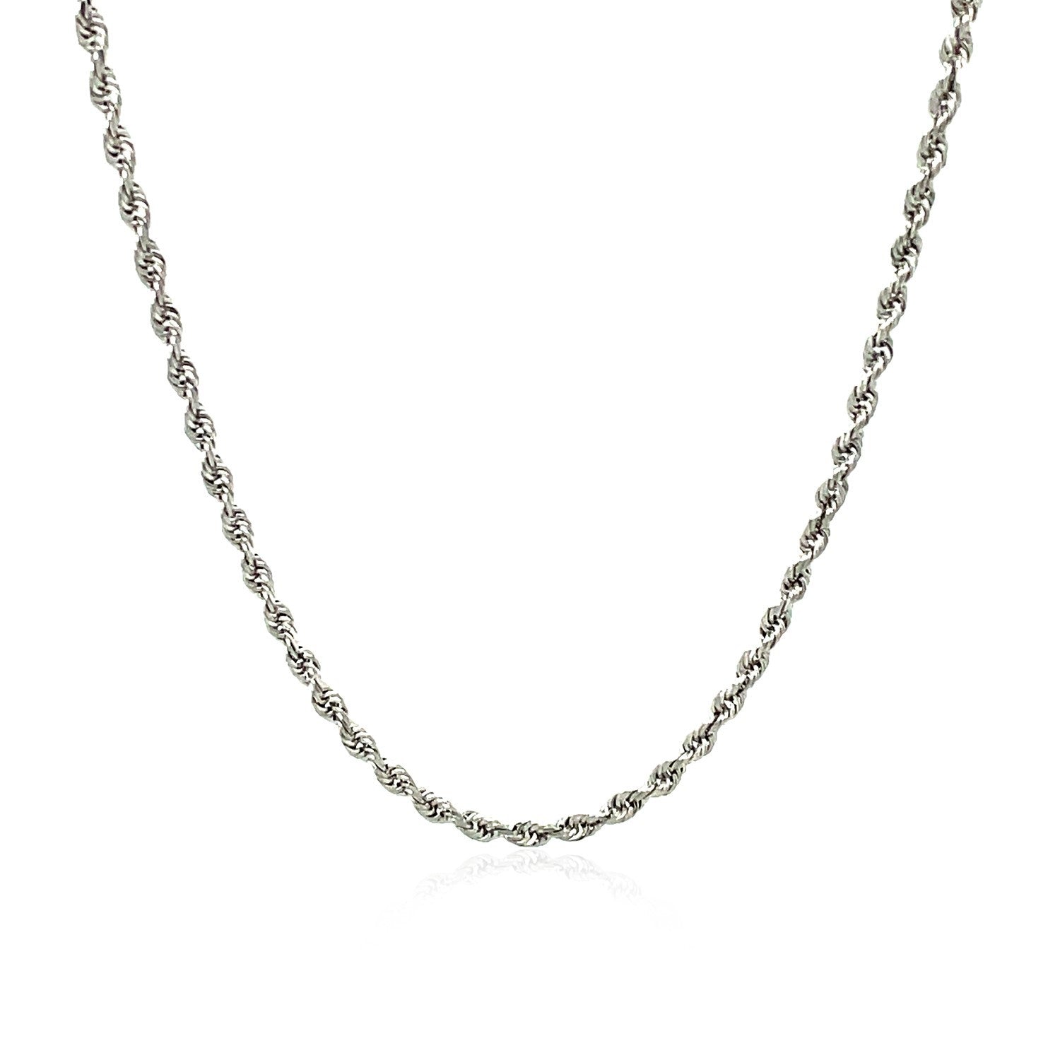2.25mm 14k White Gold Solid Diamond Cut Rope Chain Bids.com