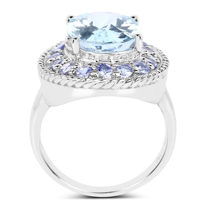 7.41 Carat Genuine Blue Topaz and Tanzanite .925 Sterling Silver Ring Bids.com