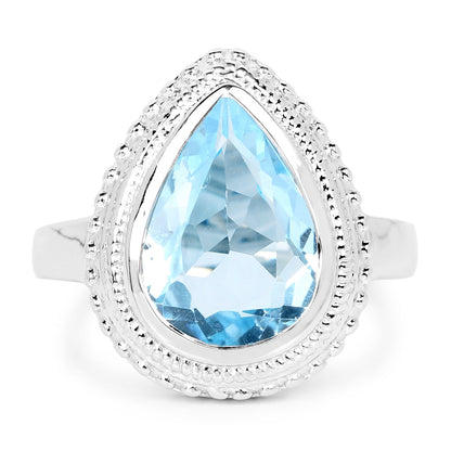 5.30 Carat Genuine Blue Topaz .925 Sterling Silver Ring Bids.com