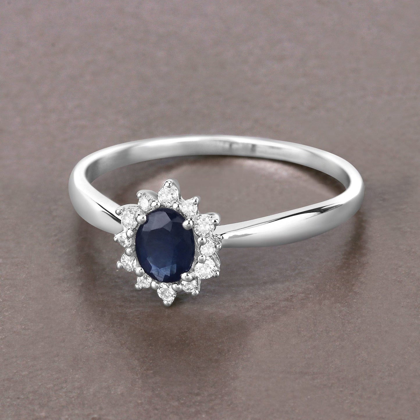 0.44 Carat Genuine Blue Sapphire and White Diamond 14K White Gold Ring Bids.com