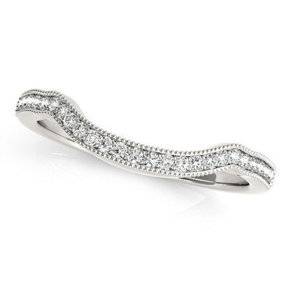 14k White Gold Curvy Style Pave Set Diamond Wedding Band (1/6 cttw) Bids.com