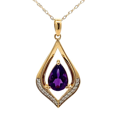 Amethyst Diamond Fashion Pendants 10KT Yellow Gold Bids.com