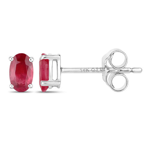 0.54 Carat Genuine Ruby 14K White Gold Earrings Bids.com