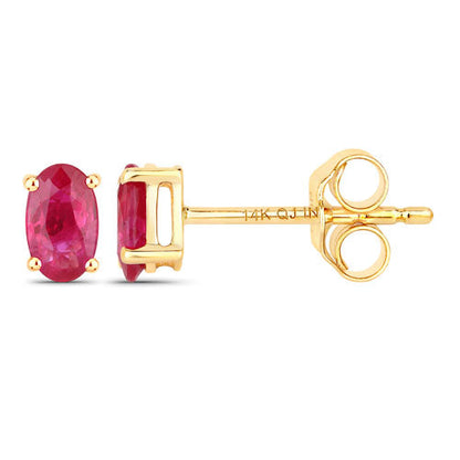 0.54 Carat Genuine Ruby 14K Yellow Gold Earrings Bids.com
