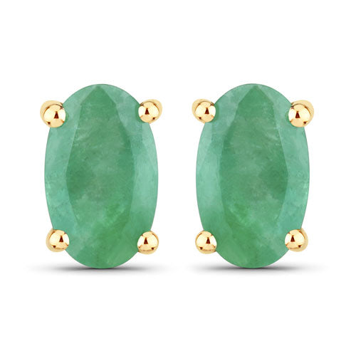 0.38 Carat Genuine Zambian Emerald 10K Yellow Gold Earrings Bids.com