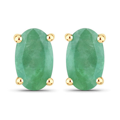 0.38 Carat Genuine Zambian Emerald 10K Yellow Gold Earrings Bids.com