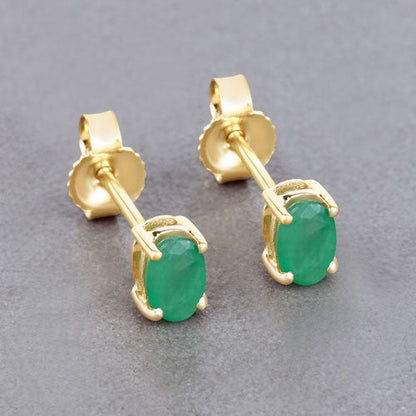 0.38 Carat Genuine Zambian Emerald 10K Yellow Gold Earrings Bids.com