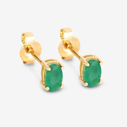 0.38 Carat Genuine Zambian Emerald 10K Yellow Gold Earrings Bids.com