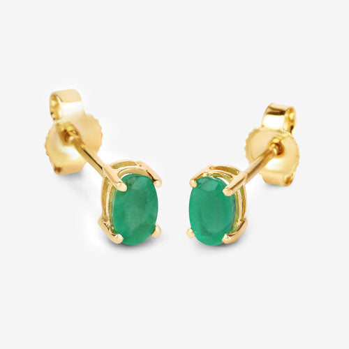 0.38 Carat Genuine Zambian Emerald 10K Yellow Gold Earrings Bids.com