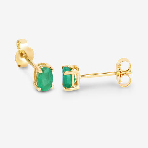 0.38 Carat Genuine Zambian Emerald 10K Yellow Gold Earrings Bids.com