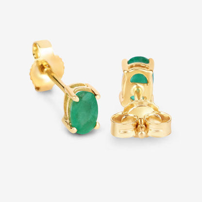 0.38 Carat Genuine Zambian Emerald 10K Yellow Gold Earrings Bids.com