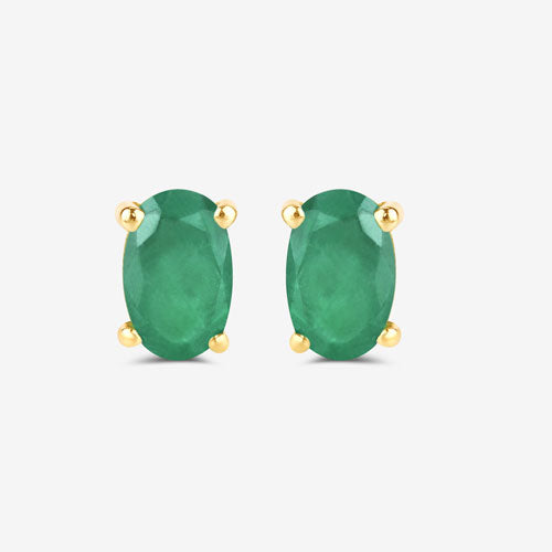 0.38 Carat Genuine Zambian Emerald 10K Yellow Gold Earrings Bids.com