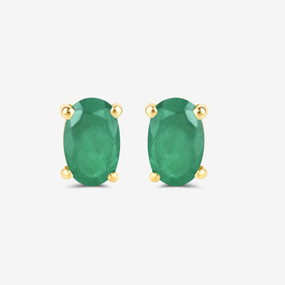 0.38 Carat Genuine Zambian Emerald 10K Yellow Gold Earrings Bids.com