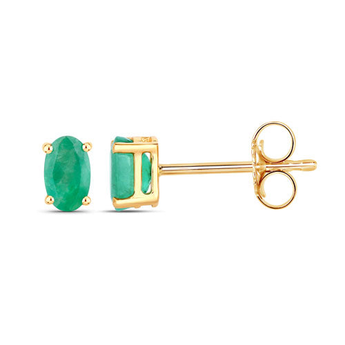 0.38 Carat Genuine Zambian Emerald 10K Yellow Gold Earrings Bids.com