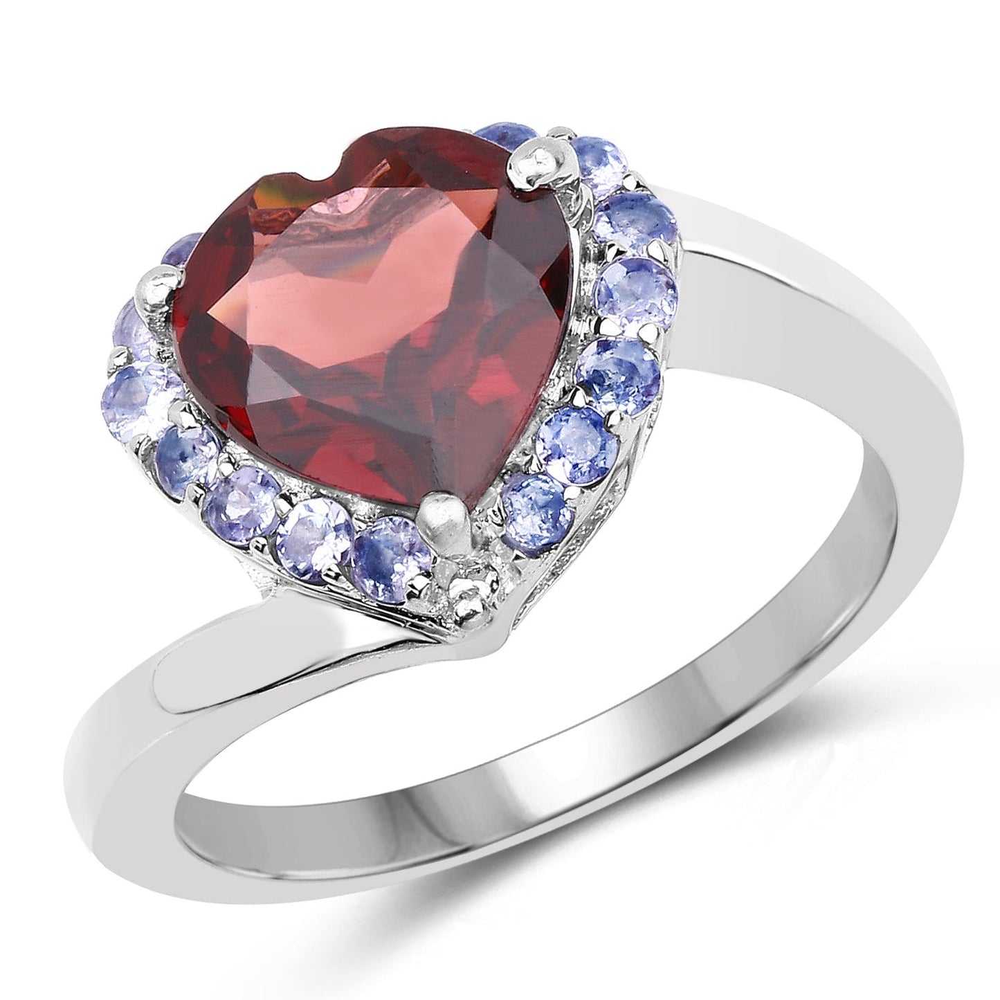 3.26 Carat Genuine Garnet and Tanzanite .925 Sterling Silver Ring Bids.com
