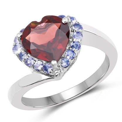 3.26 Carat Genuine Garnet and Tanzanite .925 Sterling Silver Ring Bids.com