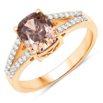 IGI Certified 2.02 Carat Genuine Brown Diamond Center and 0.22cttw White Diamond 18K Yellow Gold Ring (2.24cttw) Bids.com