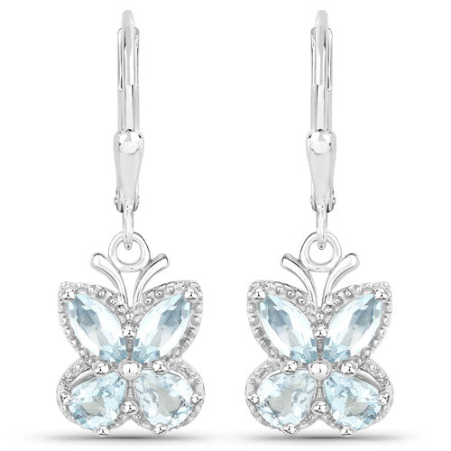1.76 Carat Genuine Aquamarine .925 Sterling Silver Earrings Bids.com