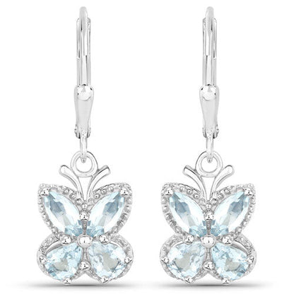 1.76 Carat Genuine Aquamarine .925 Sterling Silver Earrings Bids.com