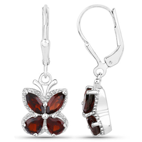 2.60 Carat Genuine Garnet .925 Sterling Silver Earrings Bids.com