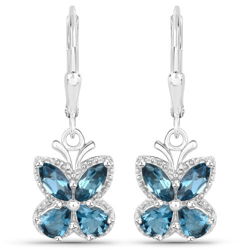 2.32 Carat Genuine London Blue Topaz .925 Sterling Silver Earrings Bids.com