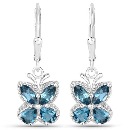 2.32 Carat Genuine London Blue Topaz .925 Sterling Silver Earrings Bids.com