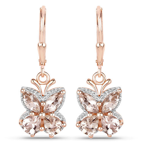 18K Rose Gold Plated 1.88 Carat Genuine Morganite .925 Sterling Silver Earrings Bids.com