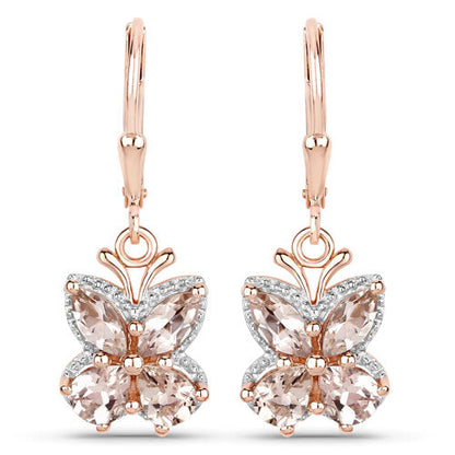 18K Rose Gold Plated 1.88 Carat Genuine Morganite .925 Sterling Silver Earrings Bids.com