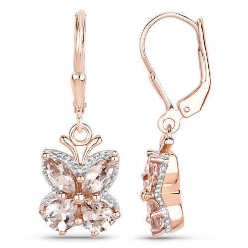 18K Rose Gold Plated 1.88 Carat Genuine Morganite .925 Sterling Silver Earrings Bids.com