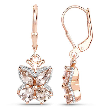 18K Rose Gold Plated 1.88 Carat Genuine Morganite .925 Sterling Silver Earrings Bids.com