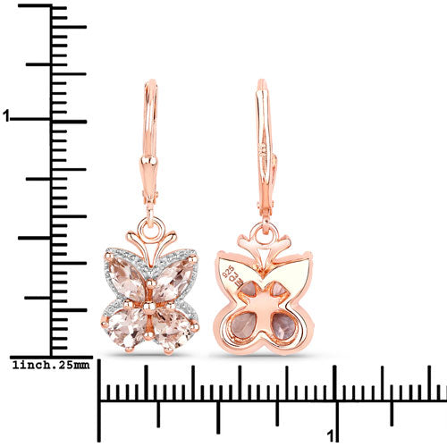 18K Rose Gold Plated 1.88 Carat Genuine Morganite .925 Sterling Silver Earrings Bids.com