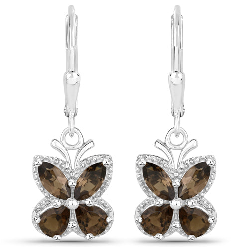 2.20 Carat Genuine Smoky Quartz .925 Sterling Silver Earrings Bids.com