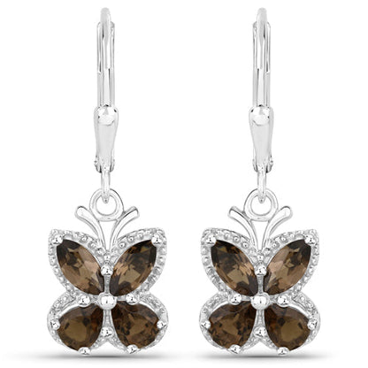 2.20 Carat Genuine Smoky Quartz .925 Sterling Silver Earrings Bids.com