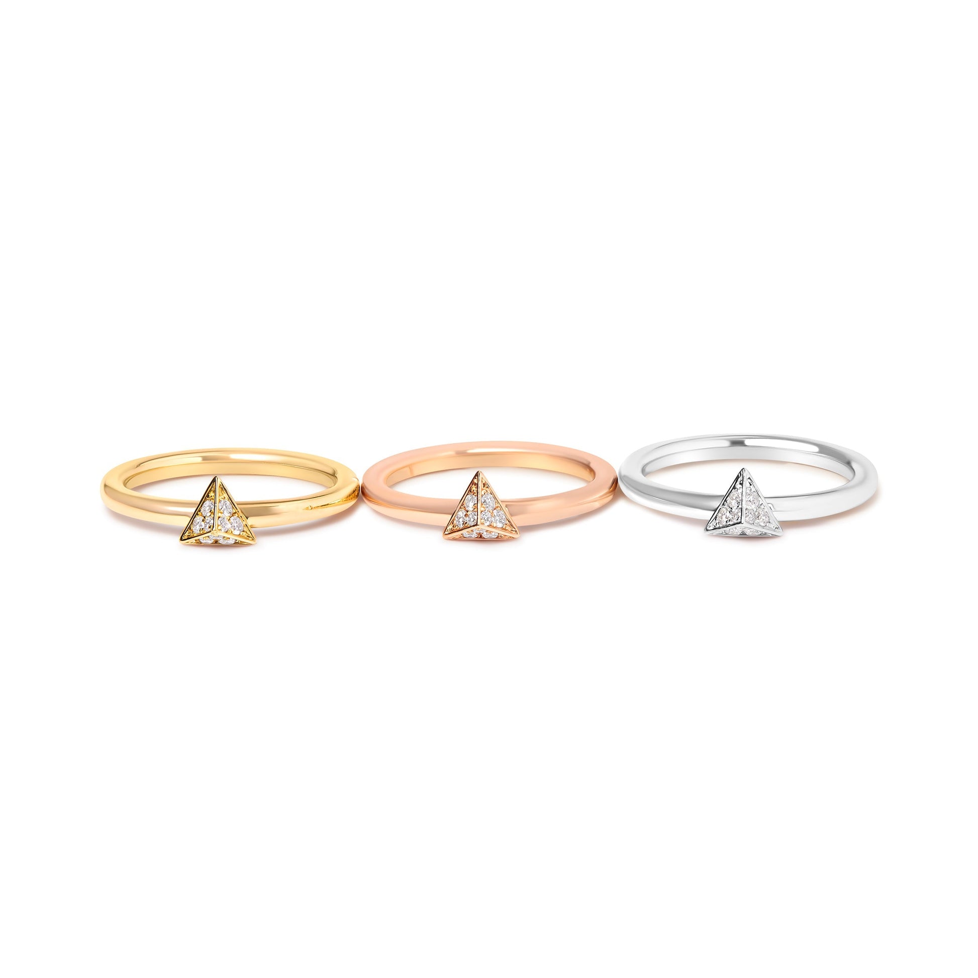 14K Tri Color Gold 1/3 Cttw Diamond Pyramid Stackable Band Ring Set (G-H Color, SI1-SI2 Clarity) - Size 7 Bids.com