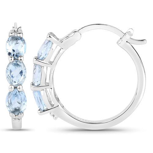 1.75 Carat Genuine Aquamarine and White Diamond .925 Sterling Silver Earrings Bids.com