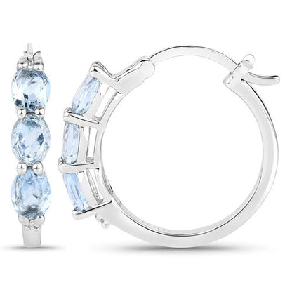 1.75 Carat Genuine Aquamarine and White Diamond .925 Sterling Silver Earrings Bids.com